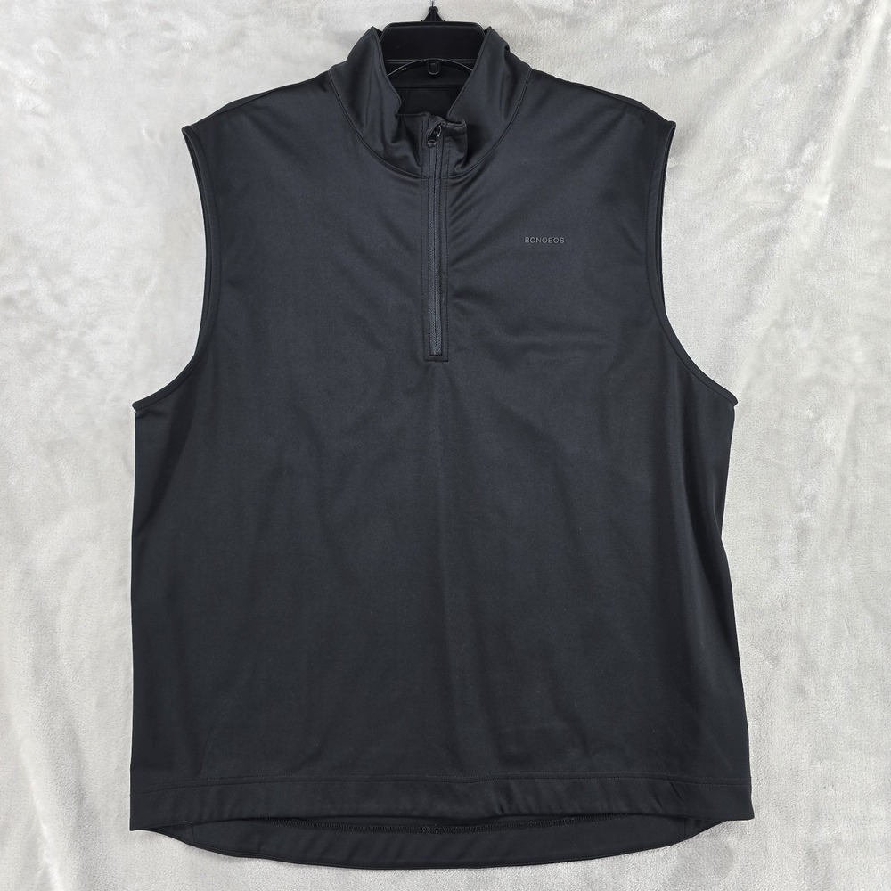 Bonobos Performance Golf Vest Mens LARGE slim Black 1/4 Zip Polyester Lightweigh